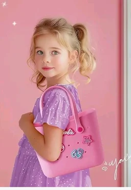 RAMNATH Style Silicone Tote Bag for Girls � Lightweight, Durable, Customizable Charm Handbag for Kids � Designer Beach Bag with Cute Cartoon Stickers � Gift for Girls Age 4+.