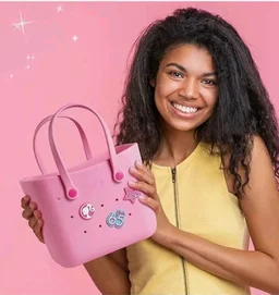 RAMNATH Style Silicone Tote Bag for Girls � Lightweight, Durable, Customizable Charm Handbag for Kids � Designer Beach Bag with Cute Cartoon Stickers � Gift for Girls Age 4+.