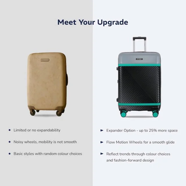 Provogue Linea Hard-Sided PP 65 Cm Trolley Bags for Travel Medium Size | Expandable Luggage Suitcase with 8 Wheels | TSA Lock | 3 Year Warranty (Galaxy Black)