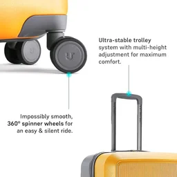 Urban Jungle Polycarbonate 360 Degree by Safari, Premium Medium(65 Cm) Trolley Bag, Check-in Suitcase with 8 Silent Wheel and TSA Lock, Hardside Travelling Luggage for Both Unisex (Yellow)