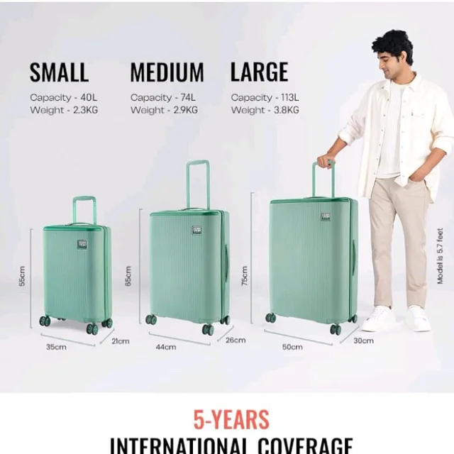 Urban Jungle by Safari, The Lumolite Light Weight Medium (65cm) Check in Trolley, 74L Capacity Hard Sided Polycarbonate Suitcase,TSA Approved Lock, 8 Silent Wheels (Olive)