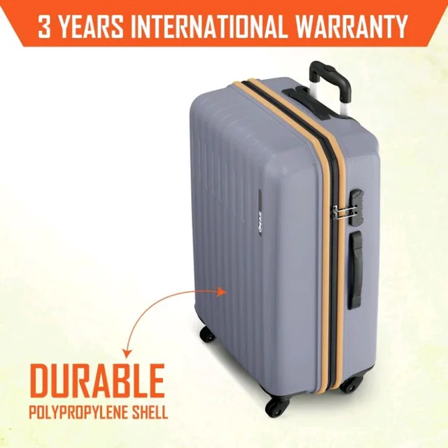 Safari Genius Alley 66cm Medium Check-in Trolley Bag Hard Case Polypropylene, 4 Spinner Wheels, 360 Degree Wheeling Luggage, Travel Bag, Suitcase for Travel, Trolley Bags for Travel, Flintstone