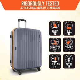 Safari Genius Alley 66cm Medium Check-in Trolley Bag Hard Case Polypropylene, 4 Spinner Wheels, 360 Degree Wheeling Luggage, Travel Bag, Suitcase for Travel, Trolley Bags for Travel, Flintstone