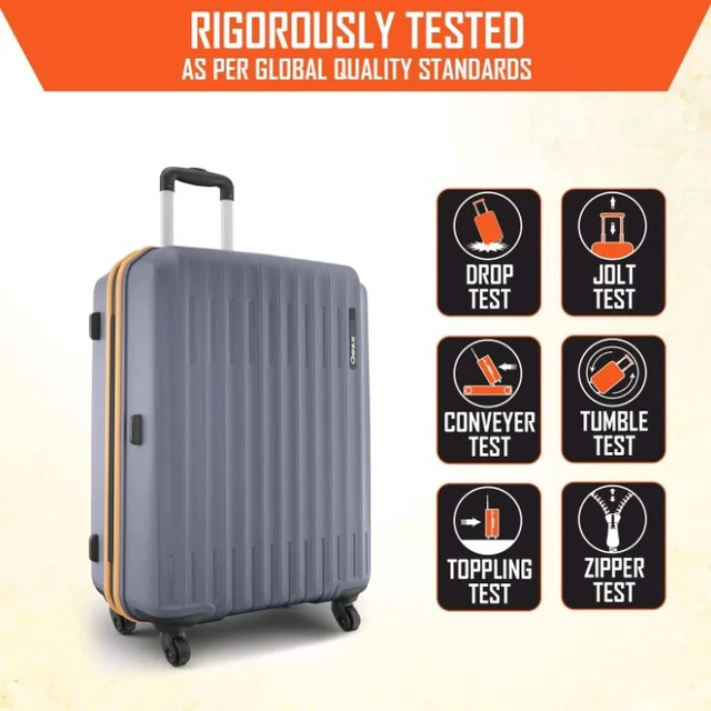 Safari Genius Alley 66cm Medium Check-in Trolley Bag Hard Case Polypropylene, 4 Spinner Wheels, 360 Degree Wheeling Luggage, Travel Bag, Suitcase for Travel, Trolley Bags for Travel, Flintstone