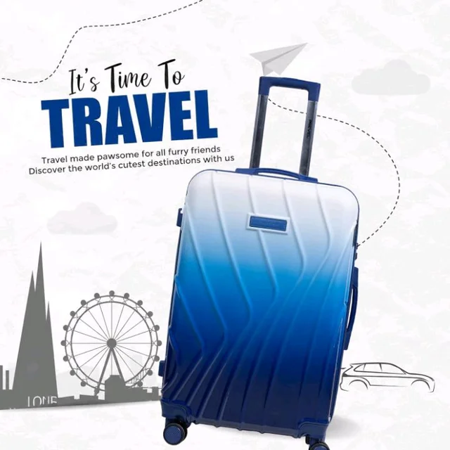Waves 66 cm Check-in Polycarbonate Trolley Bag for Travel | Hard Shell with 8 Spinner Wheels | Lightweight & Durable Luggage | 360° Spinner | Water Repellent Suitcase - Ocean Blue