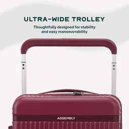 Assembly Rover 24 Inch (65cm) Check-in Medium Trolley Bag Hard Shell Polycarbonate Suitcase Wide Trolley Design with TSA Lock 8 Spinner Wheels Red