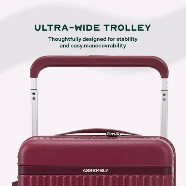 Assembly Rover 24 Inch (65cm) Check-in Medium Trolley Bag Hard Shell Polycarbonate Suitcase Wide Trolley Design with TSA Lock 8 Spinner Wheels Red