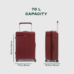 Assembly Rover 24 Inch (65cm) Check-in Medium Trolley Bag Hard Shell Polycarbonate Suitcase Wide Trolley Design with TSA Lock 8 Spinner Wheels Red