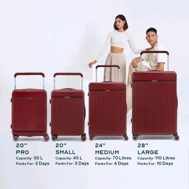Assembly Rover 24 Inch (65cm) Check-in Medium Trolley Bag Hard Shell Polycarbonate Suitcase Wide Trolley Design with TSA Lock 8 Spinner Wheels Red