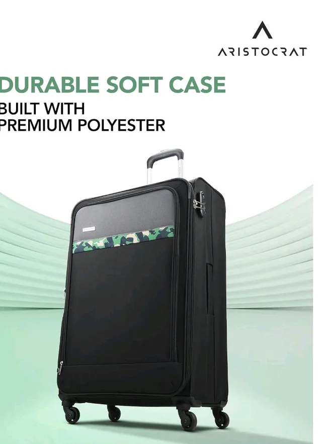 Aristocrat Commander Soft Case Medium Size (Check-in) Trolley Bag, Black
Spacious, Zipper Expander, Front Pocket, Durable Polyester Case Travel Luggage, Combination Lock, 3-Year Global Warranty