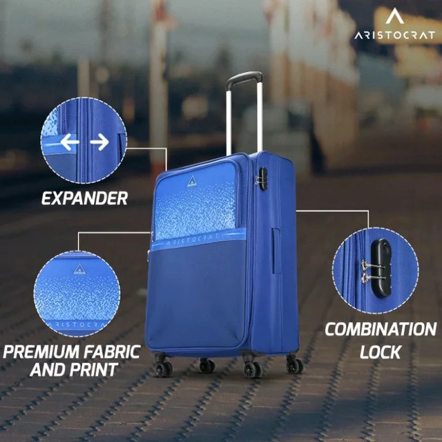 Aristocrat Drift Soft Case Medium Size 8-Wheel Trolley Bag, Blue
Spacious, Zipper Expander, Front Pocket, Durable Polyester Case, Combination Lock, Travel Luggage, 3-Year Global Warranty
400+ bought in past month