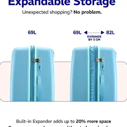 Provogue Spectrum Hard-Sided PP 65 Cm Trolley Bags for Travel Medium Size | Expandable Luggage Suitcase with 8 Wheels | Combination Lock | 5 Year Warranty (Frost Fade Blue)