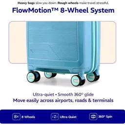 Provogue Spectrum Hard-Sided PP 65 Cm Trolley Bags for Travel Medium Size | Expandable Luggage Suitcase with 8 Wheels | Combination Lock | 5 Year Warranty (Frost Fade Blue)