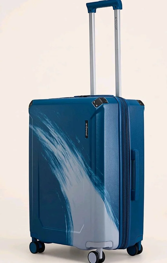 Provogue Wave Hard-Sided PC 65 Cm Trolley Bags for Travel Medium Size | Expandable Luggage Suitcase with 8 Wheels | TSA Lock | 5 Year Warranty (Admiral Blue)