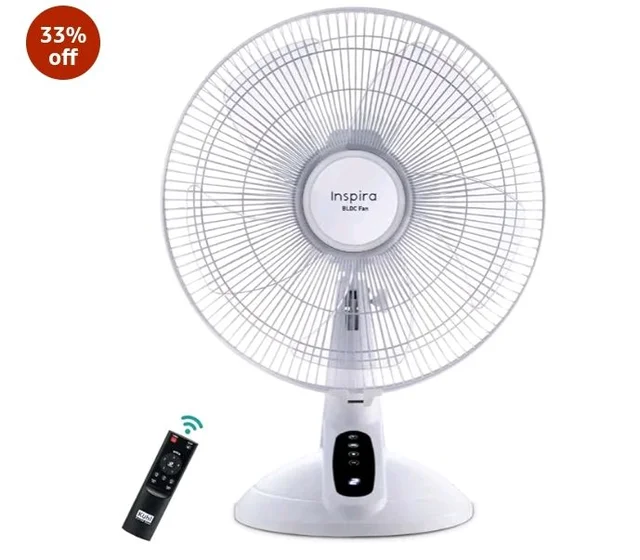KUHL Inspira T1 400Mm Power Saving BLDC Table Fan With Remote | 28 W | Touch Screen Control Panel With Digital Display | Tilt Mechanism & Swivel Function | Table Fan| High Air Flow & Low Noise,White