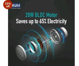 KUHL Inspira T1 400Mm Power Saving BLDC Table Fan With Remote | 28 W | Touch Screen Control Panel With Digital Display | Tilt Mechanism & Swivel Function | Table Fan| High Air Flow & Low Noise,White