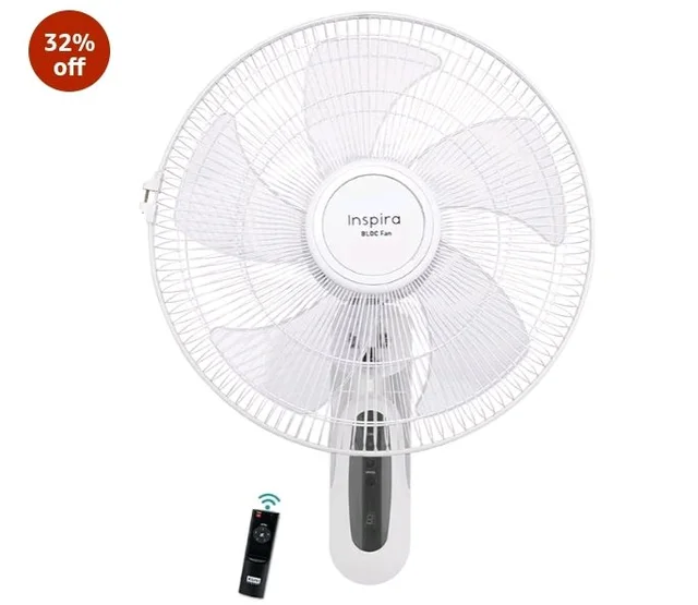 KUHL Inspira W1 400mm Power Saving BLDC Wall Fan with Remote | 28 W | Touch Screen Control Panel with Digital Display | Tilt Mechanism & Swivel Function | Wall Mount | High Air Flow & Low Noise|white