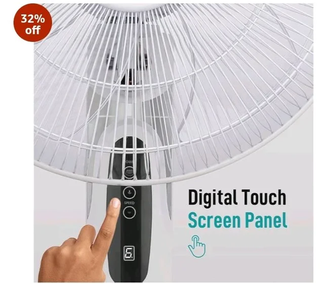 KUHL Inspira W1 400mm Power Saving BLDC Wall Fan with Remote | 28 W | Touch Screen Control Panel with Digital Display | Tilt Mechanism & Swivel Function | Wall Mount | High Air Flow & Low Noise|white