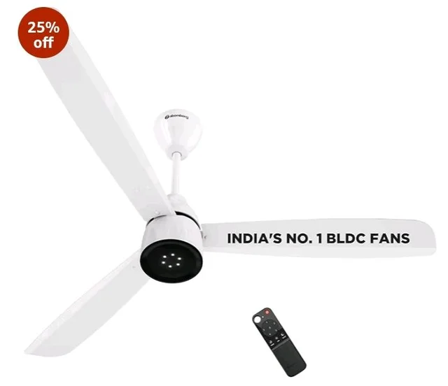 atomberg Renesa Enzel 1200mm BLDC Ceiling Fan with Remote | 5 star | Advance Air+ Technology | LED Speed Indicator | Low Noise | Sleek Design | Power Saving | 3 Year Warranty | Gloss White