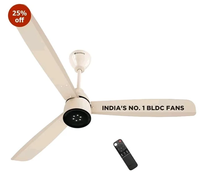 atomberg Renesa Enzel 1200mm BLDC Ceiling Fan with Remote | 5 star | Advance Air+ Technology | LED Speed Indicator | Low Noise | Sleek Design | Power Saving | 3 Year Warranty | Seasand Ivory
