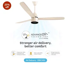 atomberg Renesa Enzel 1200mm BLDC Ceiling Fan with Remote | 5 star | Advance Air+ Technology | LED Speed Indicator | Low Noise | Sleek Design | Power Saving | 3 Year Warranty | Seasand Ivory