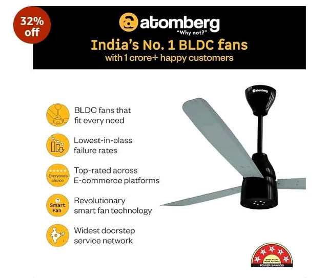 atomberg Renesa Enzel 1200mm BLDC Ceiling Fan with Remote | 5 star | Advance Air+ Technology | LED Speed Indicator | Low Noise | Sleek Design | Power Saving | 3 Year Warranty | Misty Teal