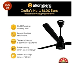 atomberg Renesa Enzel 1200mm BLDC Ceiling Fan with Remote | 5 star | Advance Air+ Technology | LED Speed Indicator | Low Noise | Sleek Design | Power Saving | 3 Year Warranty | Gloss Black