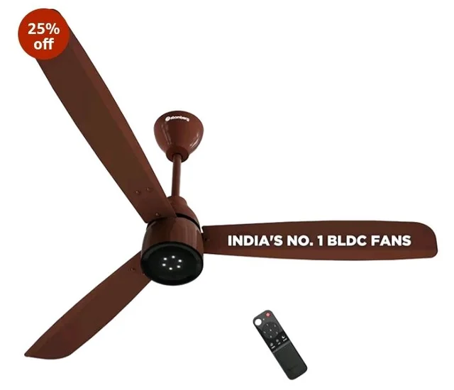 atomberg Renesa Enzel 1200mm BLDC Ceiling Fan with Remote | 5 star | Advance Air+ Technology | LED Speed Indicator | Low Noise | Sleek Design | Power Saving | 3 Year Warranty | Gloss Brown