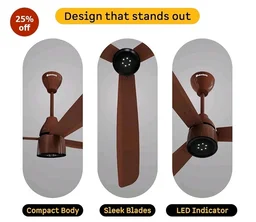 atomberg Renesa Enzel 1200mm BLDC Ceiling Fan with Remote | 5 star | Advance Air+ Technology | LED Speed Indicator | Low Noise | Sleek Design | Power Saving | 3 Year Warranty | Gloss Brown