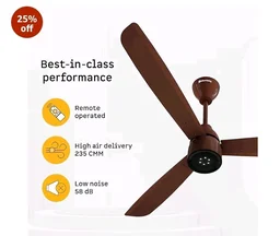 atomberg Renesa Enzel 1200mm BLDC Ceiling Fan with Remote | 5 star | Advance Air+ Technology | LED Speed Indicator | Low Noise | Sleek Design | Power Saving | 3 Year Warranty | Gloss Brown