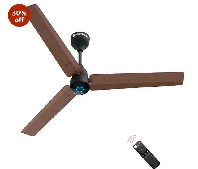 atomberg Renesa 1200mm BLDC Ceiling Fan with Remote Control | BEE 5 star Rated Energy Efficient Ceiling Fan | High Air Delivery with LED Indicators | 3 Year Warranty (Brown & Black)