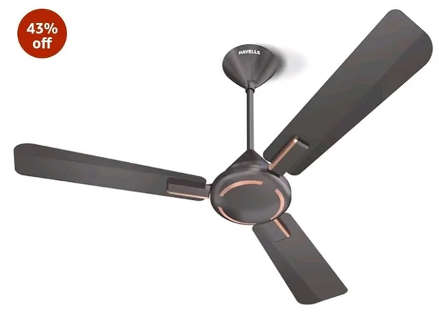 Havells 1200mm Ambrose Energy Saving High Speed Ceiling Fan|Premium Finish, Deco.Fan, Elegant Looks, High Air Delivery| |2 Yr Warranty by Brand | (Pack of 1, Copper