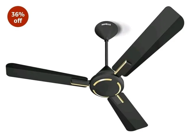 Havells 1200mm Ambrose Energy Saving High Speed Ceiling Fan|Premium Finish, Deco.Fan, Elegant Looks, High Air Delivery| 2 Yr Warranty by Brand | (Pack of 1, Midnight)