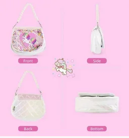PATPAT Unicorn Sling Bag for Girls, Women & Kids - Pink, Animal Print, Zipper Closure, Beaded Chain & Shoulder Straps, Compact Size (19x9x14 cm), Birthday Gift