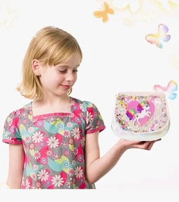 PATPAT Unicorn Sling Bag for Girls, Women & Kids - Pink, Animal Print, Zipper Closure, Beaded Chain & Shoulder Straps, Compact Size (19x9x14 cm), Birthday Gift