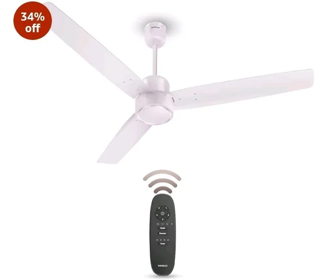 Havells FAB BLDC Ceiling Fan 1200 mm, 380 RPM, Savings upto 65%, Reverse Rotation, 4 Modes (Boost, Sleep, Breeze, Mop), Low Wattage 30 W, Low Noise, Air Flow:235 CMM, 3 Year Warranty, Blush Ivory
