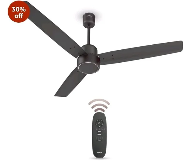Havells FAB BLDC Ceiling Fan 1200 mm, 380 RPM, Savings upto 65%, Reverse Rotation, 4 Modes (Boost, Sleep, Breeze, Mop), Low Wattage 30 W, Low Noise, Air Flow:235 CMM, 3 Year Warranty, Smoke Brown