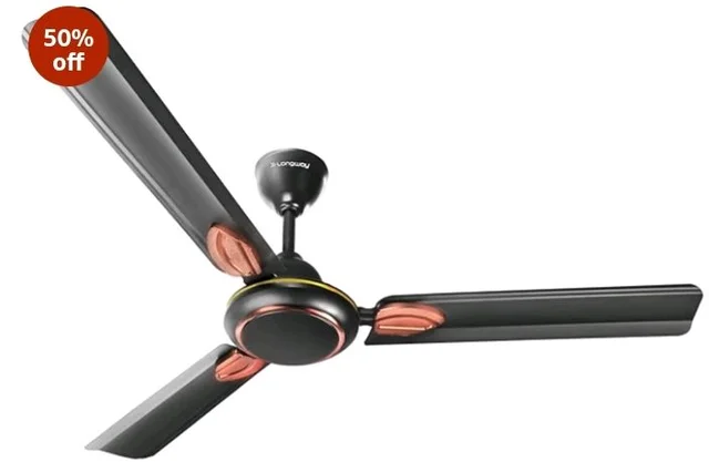 LONGWAY Kiger P1 1200 mm/48 inch Ultra High Speed 3 Blade Anti-Dust Decorative Star Rated Ceiling Fan 2 Years Warranty (Smoked Brown, Pack of 1)