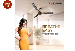 LONGWAY Kiger P1 1200 mm/48 inch Ultra High Speed 3 Blade Anti-Dust Decorative Star Rated Ceiling Fan 2 Years Warranty (Smoked Brown, Pack of 1)