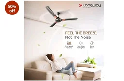 LONGWAY Kiger P1 1200 mm/48 inch Ultra High Speed 3 Blade Anti-Dust Decorative Star Rated Ceiling Fan 2 Years Warranty (Smoked Brown, Pack of 1)