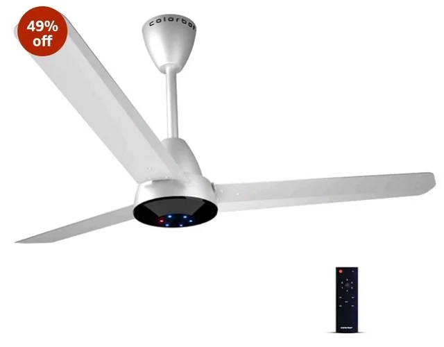 Colorbot Helix BLDC Ceiling Fans 1200mm | BEE 5 Star Rated Power Saver | AeroQuiet+ Technology | 370 RPM | Remote Control (Boost, Timer, LED, Reverse Mode) | 4 Years Warranty (Arctic White)