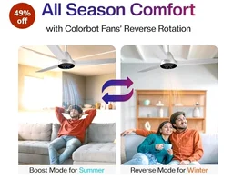 Colorbot Helix BLDC Ceiling Fans 1200mm | BEE 5 Star Rated Power Saver | AeroQuiet+ Technology | 370 RPM | Remote Control (Boost, Timer, LED, Reverse Mode) | 4 Years Warranty (Arctic White)
