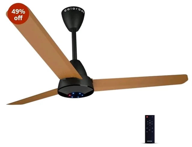 Colorbot Helix BLDC Ceiling Fans 1200mm | BEE 5 Star Rated Power Saver | AeroQuiet+ Technology | 370 RPM | Remote Control (Boost, Timer, LED, Reverse Mode) | 4 Years Warranty (Urban Oak)