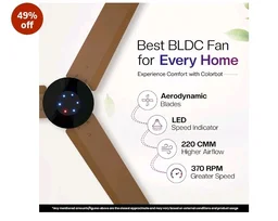 Colorbot Helix BLDC Ceiling Fans 1200mm | BEE 5 Star Rated Power Saver | AeroQuiet+ Technology | 370 RPM | Remote Control (Boost, Timer, LED, Reverse Mode) | 4 Years Warranty (Urban Oak)