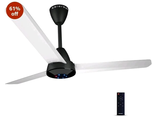 Colorbot Helix BLDC Ceiling Fans 1200mm | BEE 5 Star Rated Power Saver | AeroQuiet+ Technology | 370 RPM | Remote Control (Boost, Timer, LED, Reverse Mode) | 4 Years Warranty (Noir White)