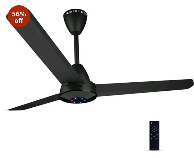 Colorbot Helix BLDC Ceiling Fans 1200mm | BEE 5 Star Rated Power Saver | AeroQuiet+ Technology | 370 RPM | Remote Control (Boost, Timer, LED, Reverse Mode) | 4 Years Warranty (Charcoal Black)