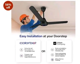 Colorbot Helix BLDC Ceiling Fans 1200mm | BEE 5 Star Rated Power Saver | AeroQuiet+ Technology | 370 RPM | Remote Control (Boost, Timer, LED, Reverse Mode) | 4 Years Warranty (Charcoal Black)