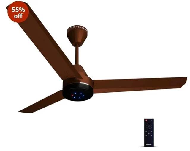 Colorbot Stella BLDC Ceiling Fans 1200mm | BEE 5 Star Rated Power Saver | AeroQuiet+ Technology | 370 RPM | Remote Control (Boost, Timer, LED, Reverse Mode) | 4 Years Warranty (Cocoa Brown