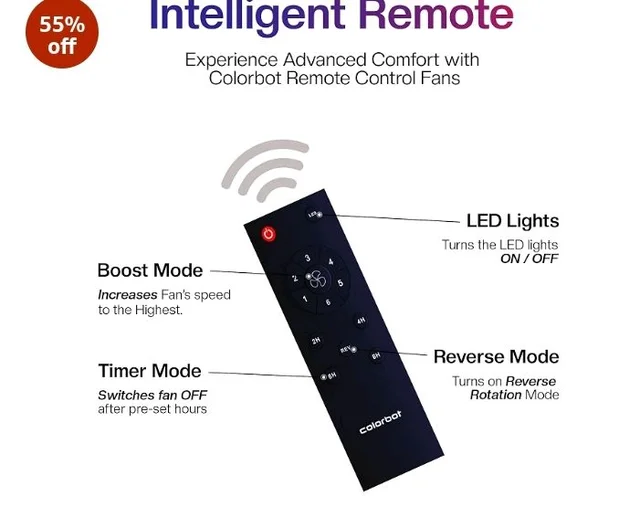Colorbot Stella BLDC Ceiling Fans 1200mm | BEE 5 Star Rated Power Saver | AeroQuiet+ Technology | 370 RPM | Remote Control (Boost, Timer, LED, Reverse Mode) | 4 Years Warranty (Cocoa Brown