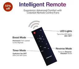 Colorbot Stella BLDC Ceiling Fans 1200mm | BEE 5 Star Rated Power Saver | AeroQuiet+ Technology | 370 RPM | Remote Control (Boost, Timer, LED, Reverse Mode) | 4 Years Warranty (Urban Oak)